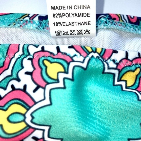 Pink and Aqua Medallion Two Piece Bikini Size XL Juniors - Picture 3 of 7